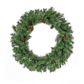 National Tree Company 30 in Cashmere Artificial Wreath with Pine Cones & Red Berries