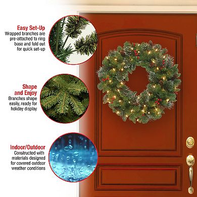 National Tree Company 24-in. Crestwood® Spruce Artificial Wreath with Pine Cones, Red Berries & Twinkly™ Lights