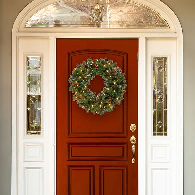 National Tree Company 24-in. Crestwood® Spruce Artificial Wreath with Pine Cones, Red Berries & Twinkly™ Lights