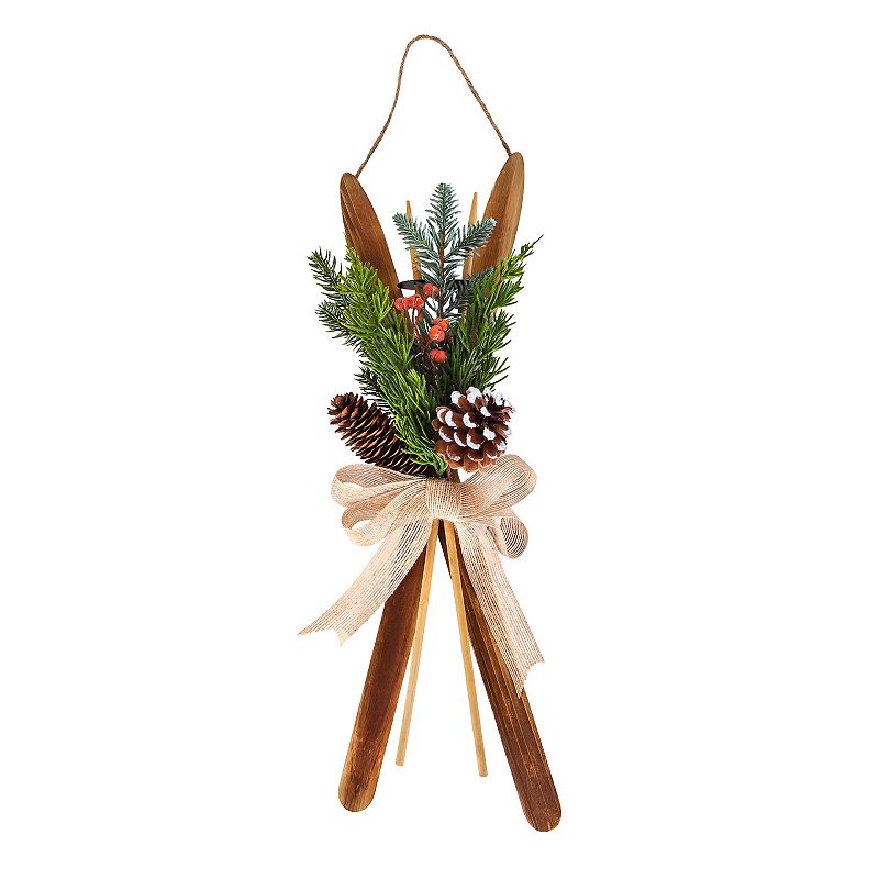 National Tree Company First Traditions Holiday Skis Floral Wall Decor, Green
