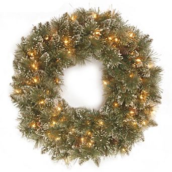 National Tree Company 24 in Glittery Bristle® Artificial Wreath with Twinkly™ Lights