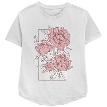 Women's Flower Sketches Box Relaxed Fit Graphic Tee