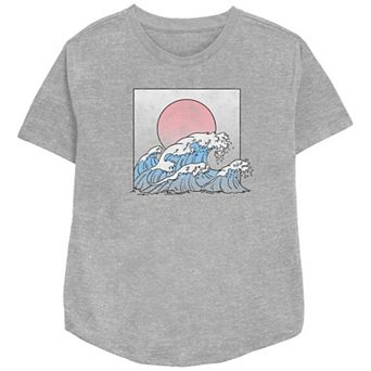 Women's Trendy Beach Waves Relaxed Fit Graphic Tee