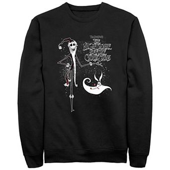 Men's Nightmare Before Christmas Snowy Santa Jack Skellington And Zero Sweatshirt
