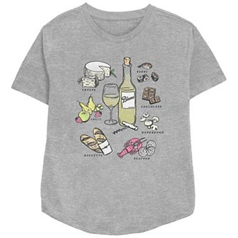 Women's Trendy Wine and Fine Foods Chart Relaxed Fit Graphic Tee
