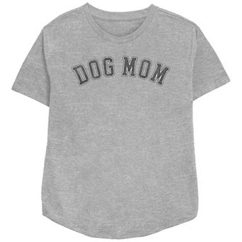 Women's Dog Mom Outlined University Style Text Relaxed Fit Graphic Tee