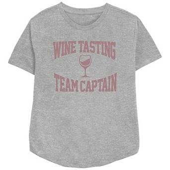 Women's Wine Tasting Team Captain Glass Relaxed Fit Graphic Tee