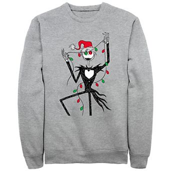 Men's Nightmare Before Christmas Jack Red And Green Christmas Lights Sweatshirt