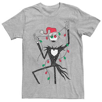 Men's Nightmare Before Christmas Jack Red And Green Christmas Lights Tee