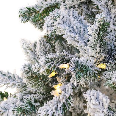 National Tree Company 7.5-ft. LED Snowy Hudson Spruce Hinged Artificial Christmas Tree