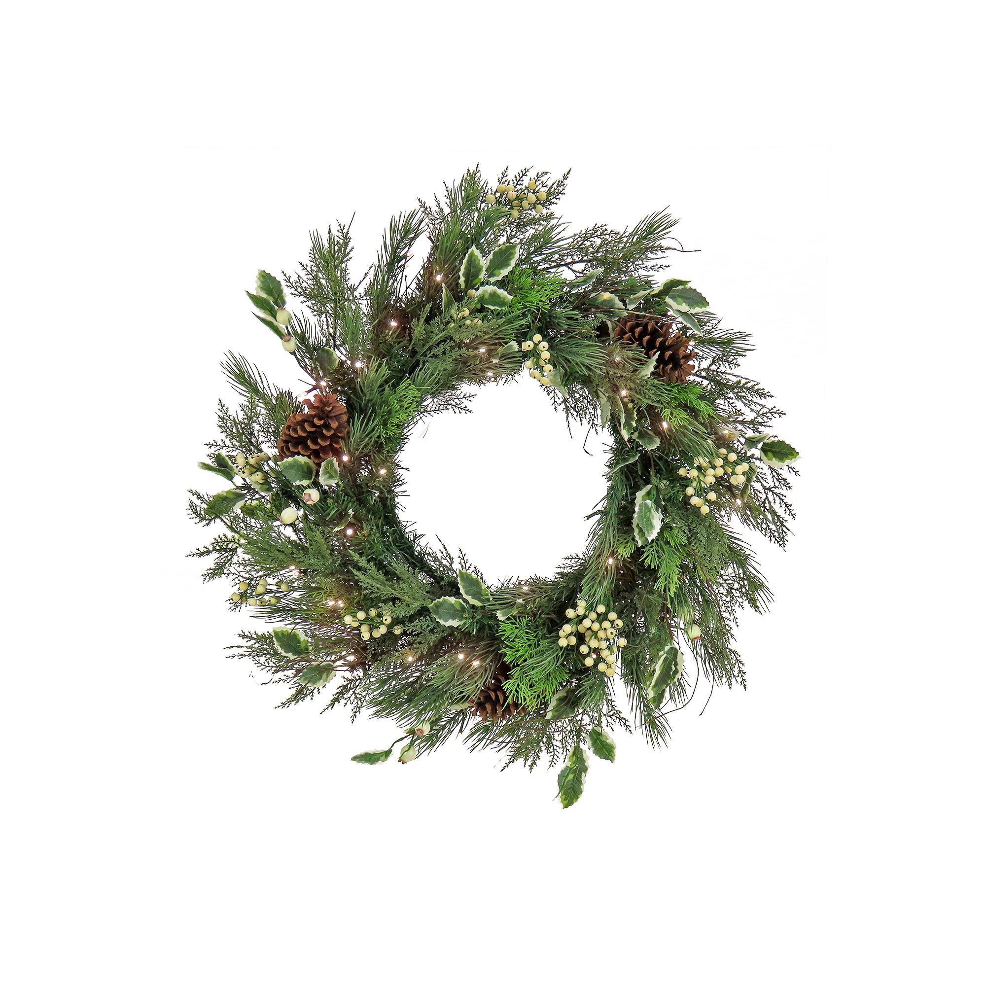 National Tree Company HGTV Home Collection Pine Cones & Holly Pre-Lit Artif