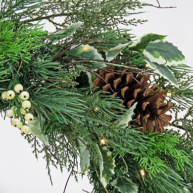 National Tree Company HGTV Home Collection Pine Cones & Holly Pre-Lit Artificial Christmas Wreath