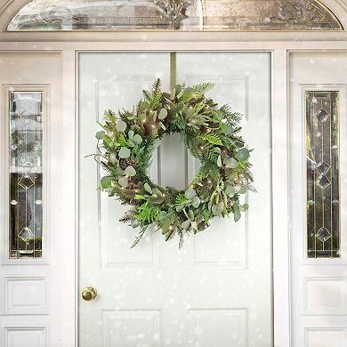 National Tree Company HGTV Winter Garden Eucalyptus Pre-Lit Artificial Christmas Wreath 