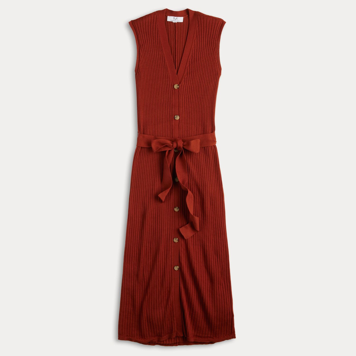 Women's Magaschoni Sleeveless V-Neck Midi Dress