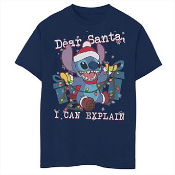 Disney's Lilo & Stitch Boys 8-20 Christmas Dear Santa I Can Explain Graphic Tee