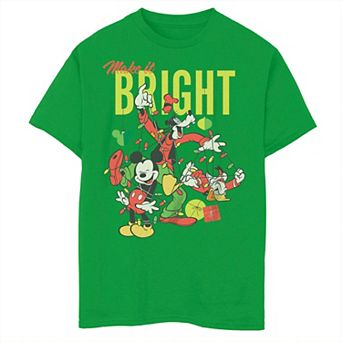 Disney's Mickey Mouse Boys 8-20 Christmas Friends Make it Bright Graphic Tee