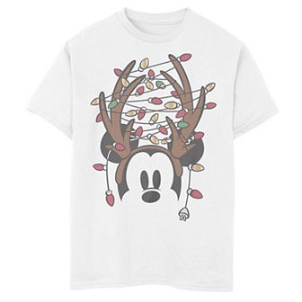 Disney's Mickey Mouse Boys 8-20 Christmas Lights Antlers Graphic Tee