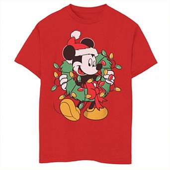 Disney's Mickey Mouse Boys 8-20 Christmas Wreath Lights Graphic Tee