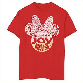 Disney's Minnie Mouse Boys 8-20 Holidays Joy Christmas Ears Graphic Tee