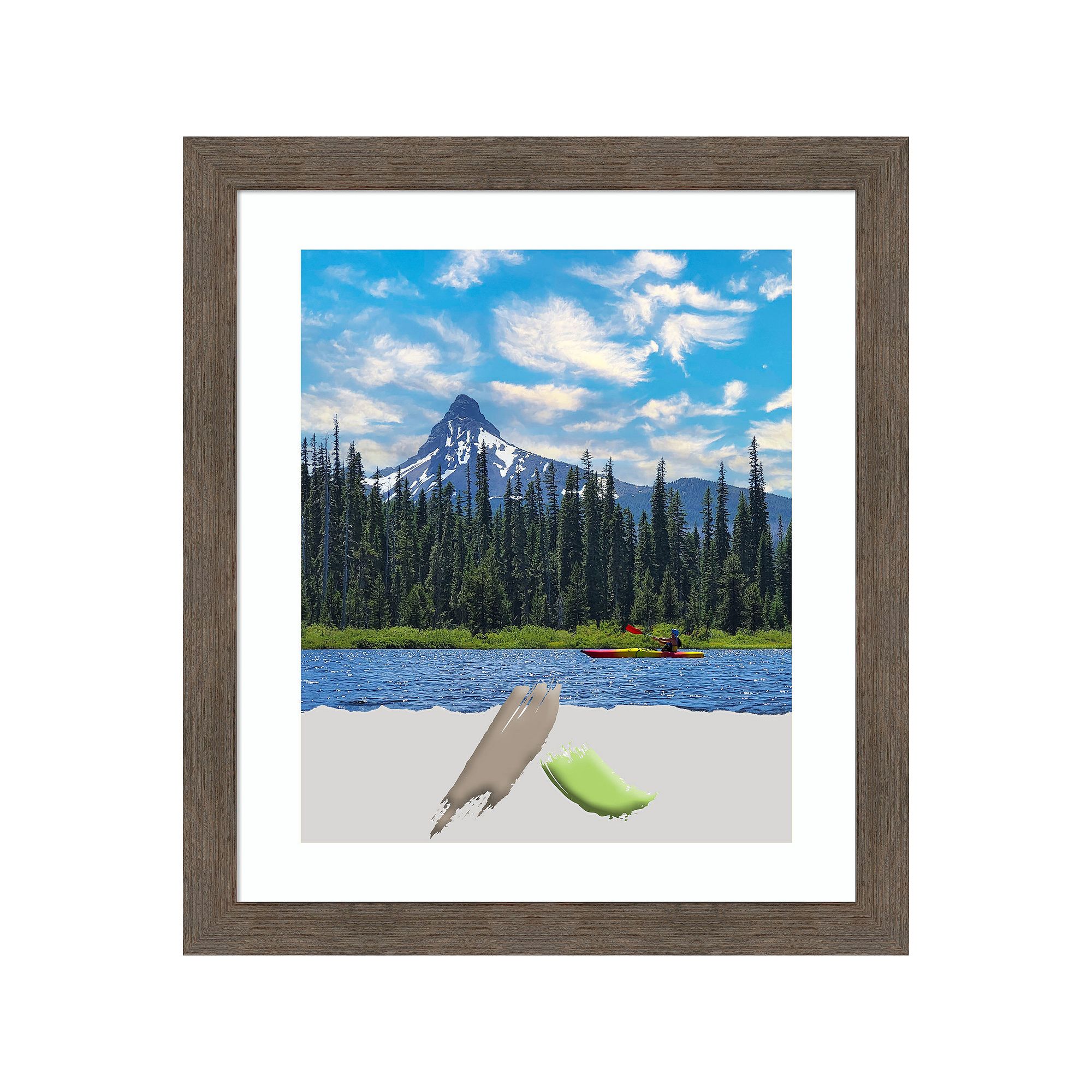 Amanti Art Hardwood Mocha Narrow Wood Matted Picture Frame, Hardwood Brown