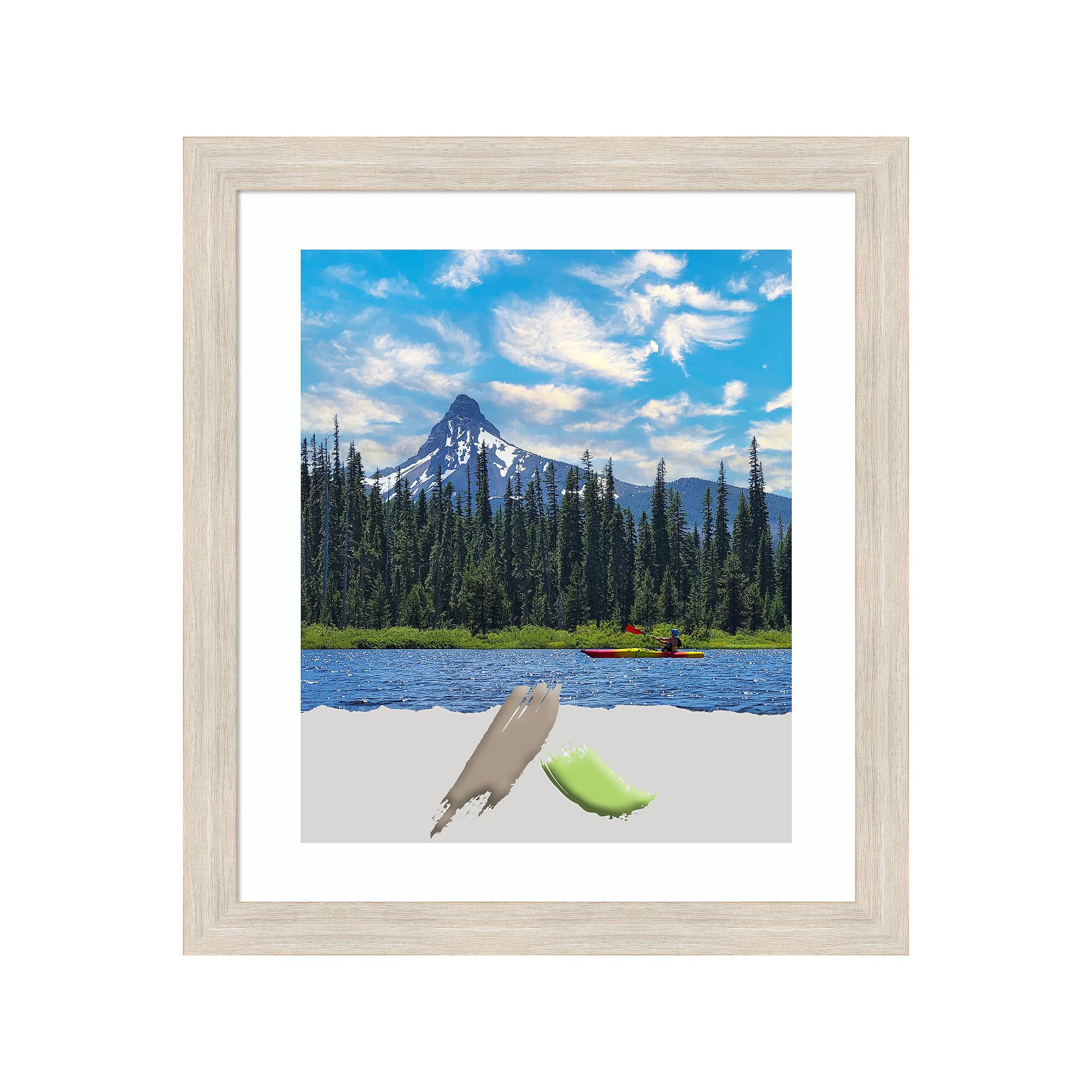 Amanti Art Hardwood Whitewash Narrow Wood Matted Picture Frame