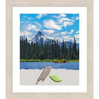 Amanti Art Hardwood Whitewash Narrow Wood Matted Picture Frame