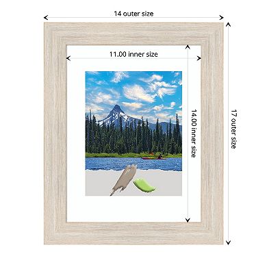 Amanti Art Hardwood Whitewash Narrow Wood Matted Picture Frame