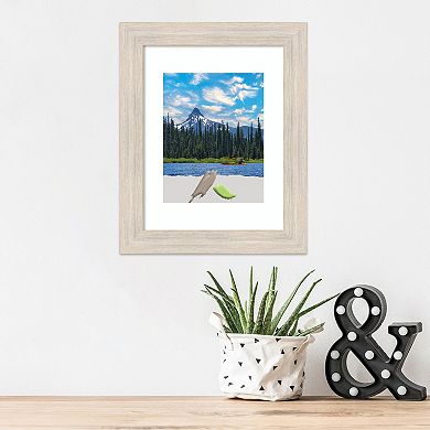 Amanti Art Hardwood Whitewash Narrow Wood Matted Picture Frame