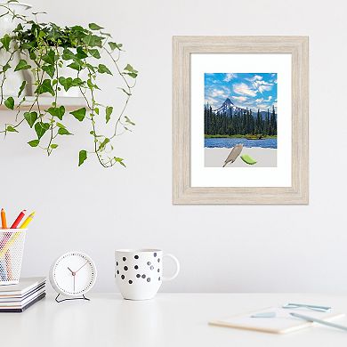 Amanti Art Hardwood Whitewash Narrow Wood Matted Picture Frame