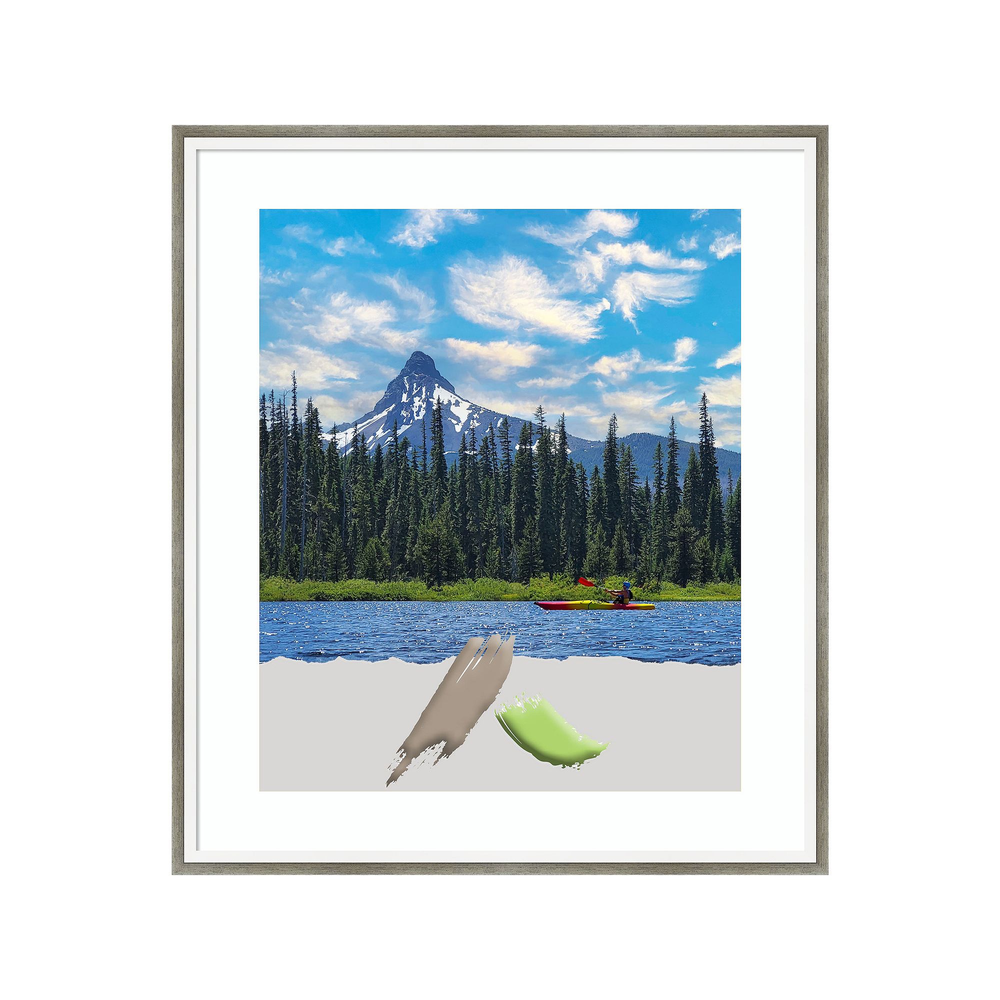 Amanti Art Lucie Silver White Wood Matted Picture Frame