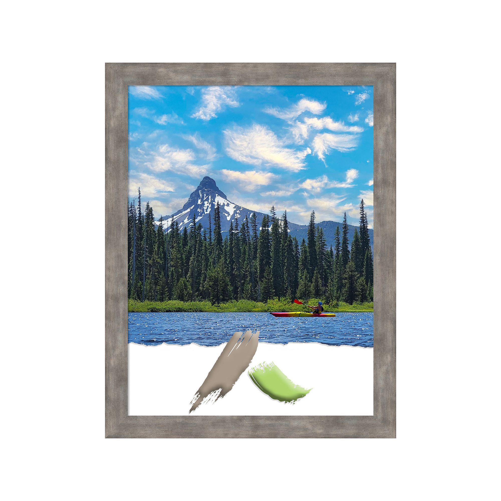 Amanti Art Marred Pewter Wood Picture Frame, Marred Silver