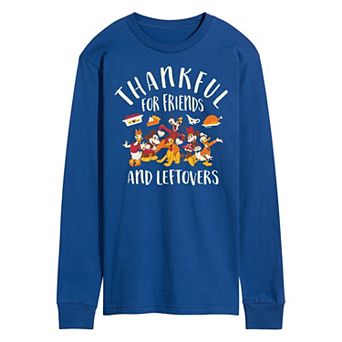 Disney's Mickey Mouse & Friends Men's Thankful For Friends And Leftovers Long Sleeve Graphic Tee