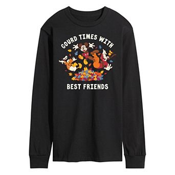 Disney's Mickey Mouse & Friends Men's Gourd Times With Best Friends Long Sleeve Graphic Tee
