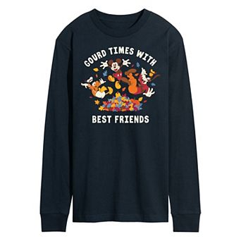 Disney's Mickey Mouse & Friends Men's Gourd Times With Best Friends Long Sleeve Graphic Tee
