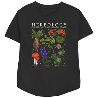 Women's Harry Potter Herbology Herb Refernce Grid Relaxed Fit Graphic Tee