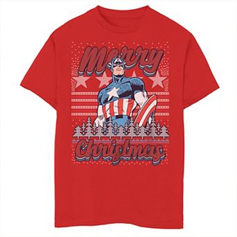 Boys 8-20 Marvel Capitan America Merry Christmas Graphic Tee