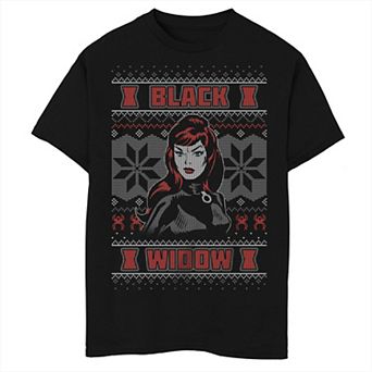 Boys 8-20 Marvel Comics Black Widow Ugly Sweater Graphic Tee