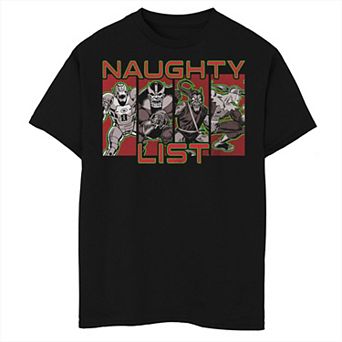 Boys 8-20 Marvel Comics Christmas Villains Naughty List Panels Graphic Tee