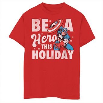 Boys 8-20 Marvel Comics Captain America Be a Hero This Holiday Graphic Tee
