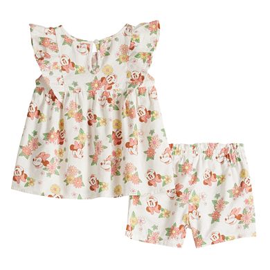 Baby & Toddler Girls Jumping Beans® Linen Flutter Sleeve Top & Shorts Set