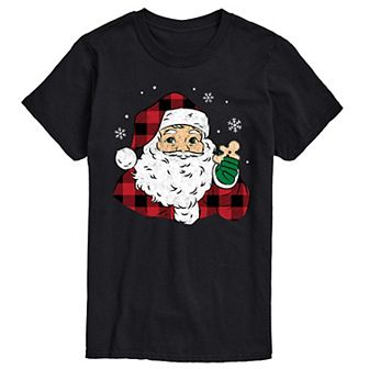 Men's Vintage Santa Plaid Cookie Graphic Tee