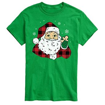 Men's Vintage Santa Plaid Cookie Graphic Tee