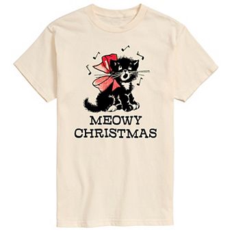 Men's Vintage Meowy Christmas Graphic Tee