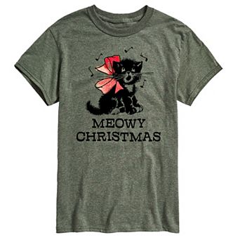 Men's Vintage Meowy Christmas Graphic Tee