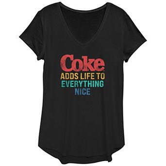 Juniors' Coca Cola Coke Adds Life Text V-Neck Tee