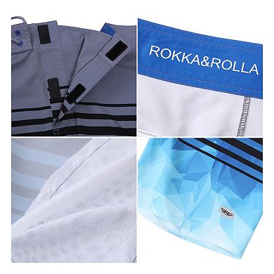 Men's Rokka&Rolla 9-in. NO Mesh Liner Board Shorts Quick Dry Swim Trunks UPF 50+