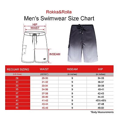 Men's Rokka&Rolla 9-in. NO Mesh Liner Board Shorts Quick Dry Swim Trunks UPF 50+