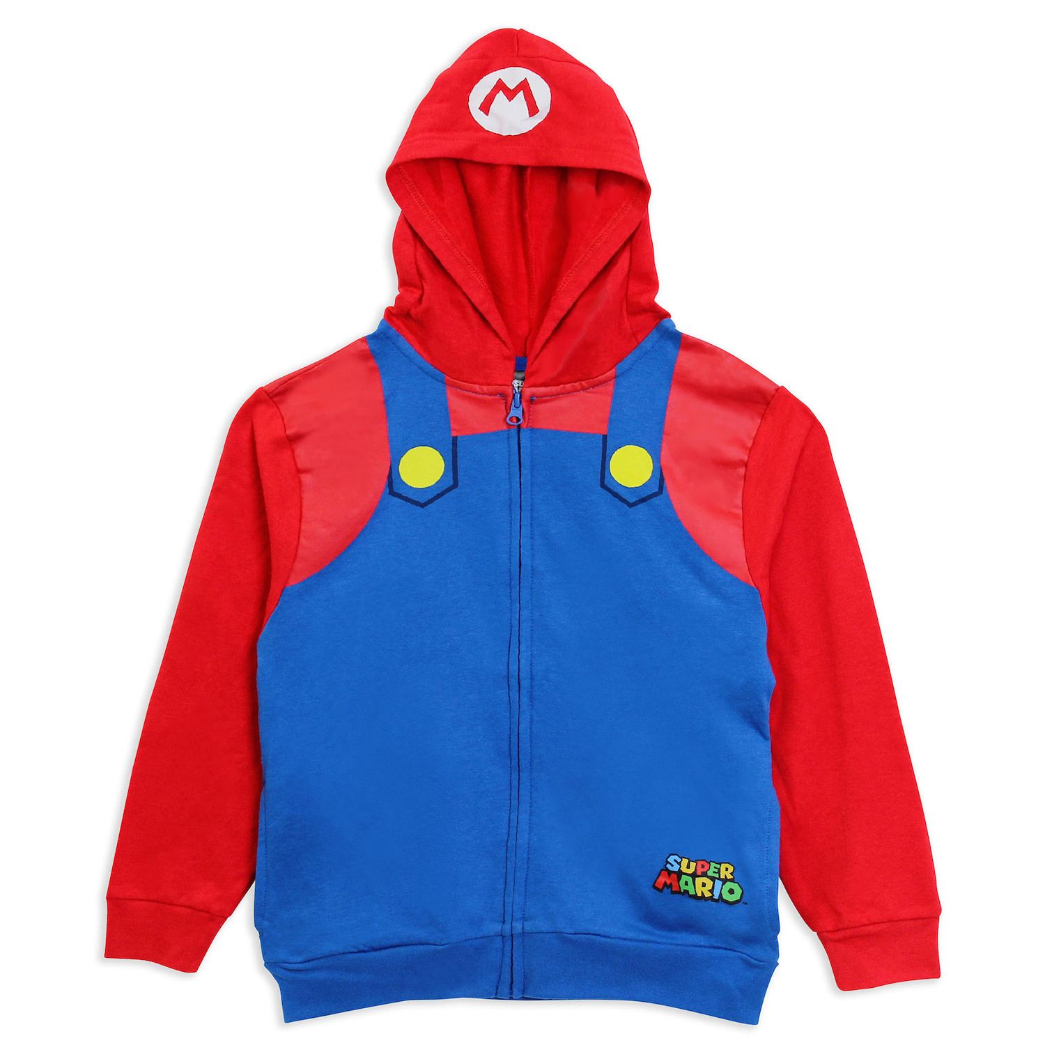 Boys 8 20 Nintendo Super Mario Bros Overall Zip Hoodie   6567554