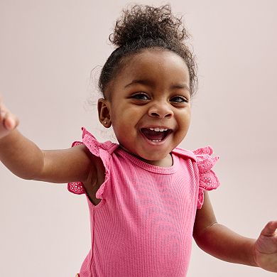Baby Girl Jumping Beans® Eyelet Flutter Bodysuit