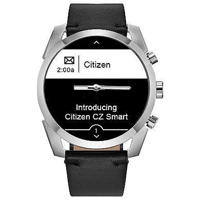Citizen CZ SMART Stainless Steel Hybrid Sport Smartwatch with Black Leather Strap